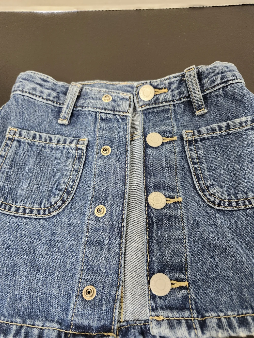 Girls 3T Denim Snap Button-Front Skirt Adjustable Waist Casual Everyday Wear